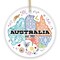 Vibrantly Unique and Stylish Australia Continent Map Ornament, Christmas Souvenir